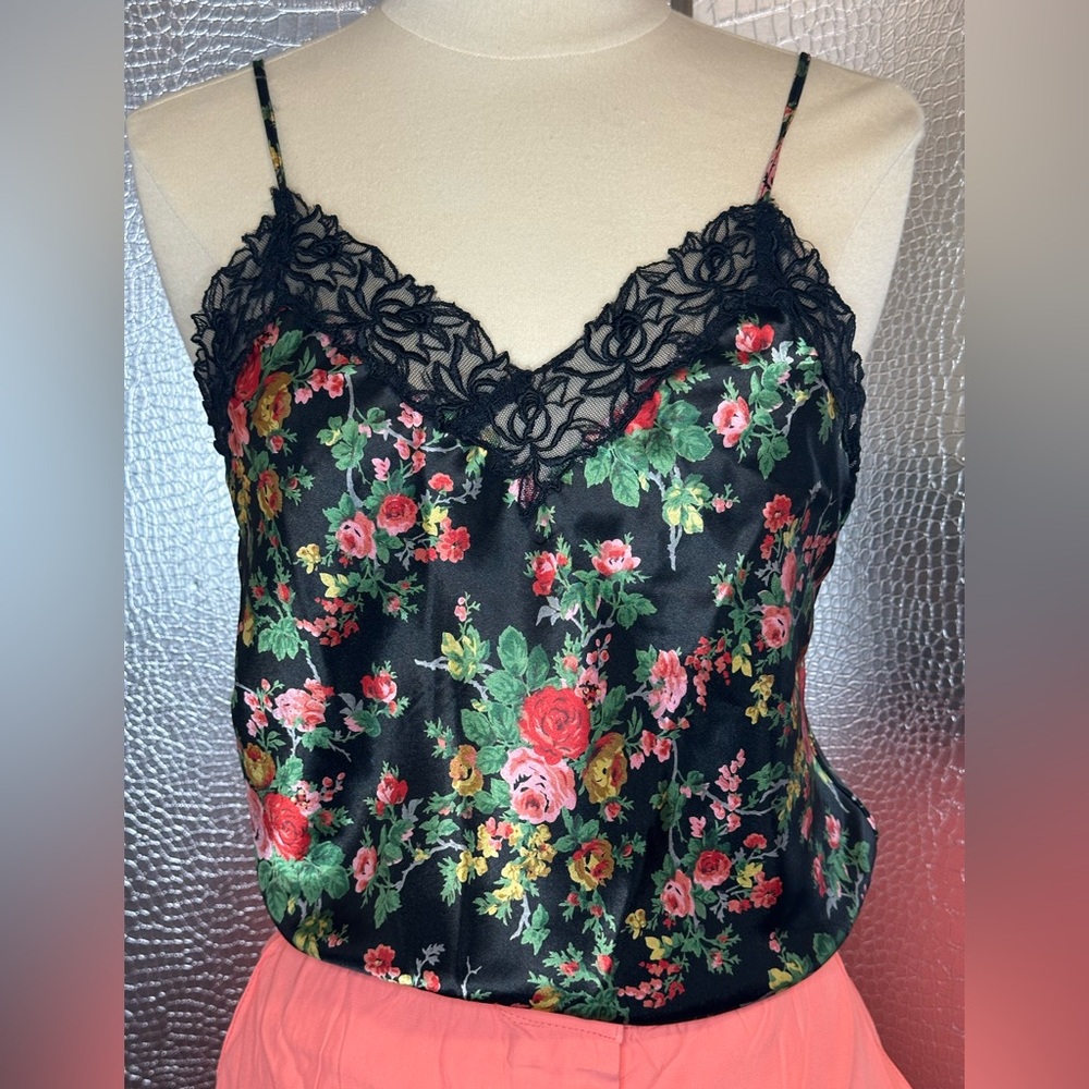 Victoria's Secret Black and Pink Floral Vintage Camisole Size Small - Picture 6 of 8